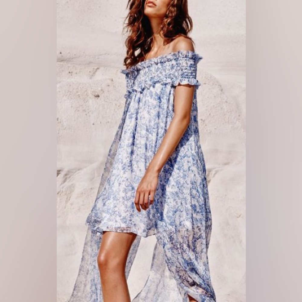 Caroline Constas Areadne Silk Dress Blue Floral Size XS